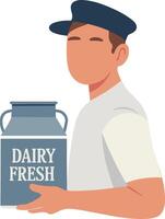 Dairy Worker with Milk Container vector
