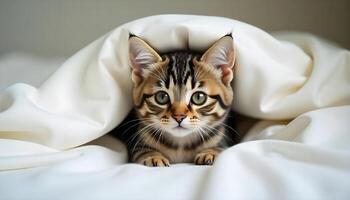 Sleepy Kitten Under the Covers photo