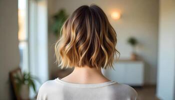 Bob Haircut with Wavy Ombre photo