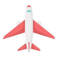 Flat airplane top view isolated on white background. Minimal modern airplane illustration for travel, transport and aviation projects vector