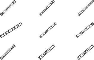 A seamless pattern featuring black musical recorder icons arranged on a white background, creating a minimalist and musical-themed design ideal for creative projects or decoration. vector