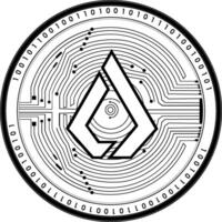 Digital cryptocurrency concept featuring circuit board details and binary code elements vector