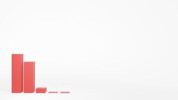 3D Red Bar Chart Showing Financial Decline on White Background Business and Economy Visualization video