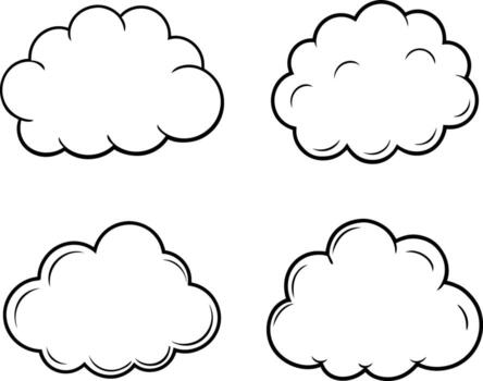 four different cloud shapes in different sizes vector