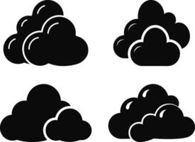 four black clouds with different shapes on a white background vector