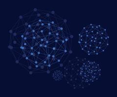 Abstract digital blue spheres representing connection and network on dark background vector
