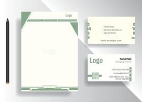 Company Pad and Business Card Design, Corporate uses a minimalist template. Business Stationery Brand Identity Mockup set with abstract graphics design concept. Office stationary items. vector