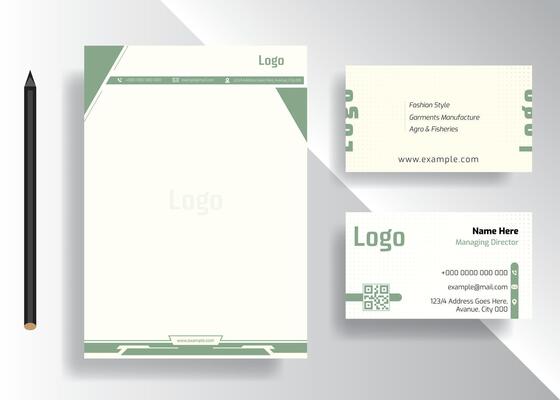 Company Pad and Business Card Design, Corporate uses a minimalist template. Business Stationery Brand Identity Mockup set with abstract graphics design concept. Office stationary items.