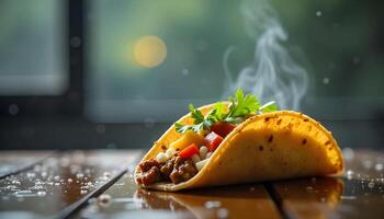 Closeup shot of a delicious taco with fresh ingredients photo