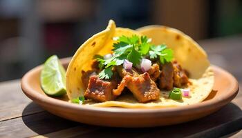 Delicious and Authentic Mexican Street Taco with Fresh Ingredients photo
