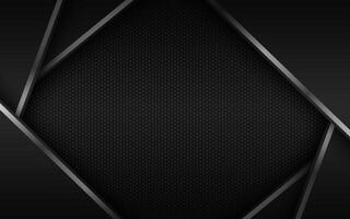 Black abstract background with silver and black layers above each other with polygonal mesh. illustration with oblique stripes and lines vector