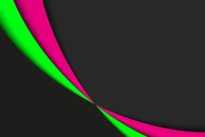 Black, pink and green curves on black background with blank space for your text. Simple illustration vector
