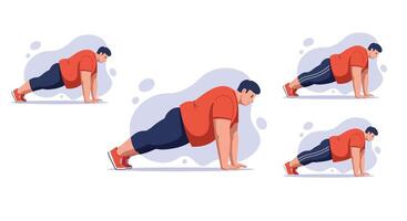 Man Performing Pushups Exercise Fitness Workout Routine for Strength Training and Health Improvement vector