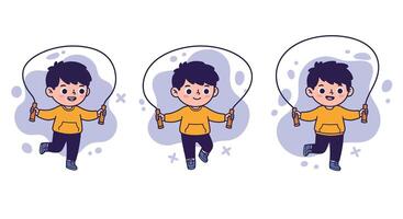 Boy Jumping Rope Illustration in Playful Activity and Exercise Scenes vector