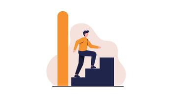 Man Climbing Steps Symbolizing Progress and Personal Growth Illustration in Minimal Style vector