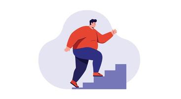Man climbing stairs illustration showing progress and motivation in active lifestyle vector