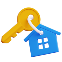 une Célibataire clé bloque suivant à une modèle maison, symbolisant la possession, sécurité, et le la concrétisation de le rêver de propriété la possession. png
