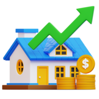 A visualized conceptual financial growth for property investment, it shows the concept of successful investment. png