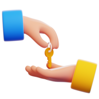 A golden key passes from one hand to another, symbolizing trust and new beginnings. this illustration is the visual expression of a important relationship. png