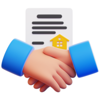 A 3D Render of a Handshake Deal. A realistic 3D render depicts a firm handshake, symbolizing the successful completion of a property agreement, captured with soft lighting and vibrant colors. png