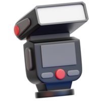 3D Photography Flash Equipment, A detailed image of a camera flash unit, commonly used in photography, featuring a sleek design with a screen and buttons png