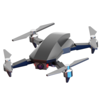 3D Drone on display, A sleek and modern drone, poised and ready for flight, showcases its advanced technology and aerial capabilities. png