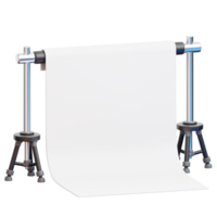 3D Studio Backdrop, A minimalist setup with a clean, blank backdrop supported by sleek, metallic stands, offering endless creative possibilities png