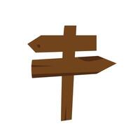 Wooden direction signpost with arrows pointing both ways, isolated, flat style vector