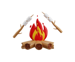 asado Malvaviscos icono 3d hacer concepto de tostado Malvaviscos terminado un abierto hoguera icono ilustración png