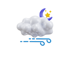 Sun with mood icon 3d render concept of 3d fluffy bubbles clouds with wind symbol weather icon illustration png