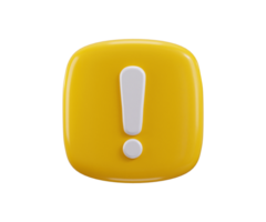 exclamação placa 3d render conceito do mensagem Atenção ou Perigo risco e mensagem alerta problema ícone ilustração png