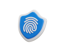 Fingerprint with protect shield icon 3d render concept of cyber secure icon Digital security authentication finger scan for authorization identity 3d fingerprint scanning icon png