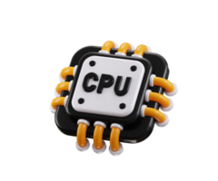 CPU processor icon 3d render concept of computer processor, microprocessor technology icon illustration png