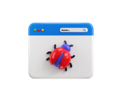 Webpage bug virus malware icon 3d render concept of Cyber security antivirus malware icon illustration png