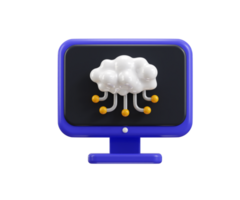 Cloud Computing icon 3d render concept of computing network technology infrastructure data diagram icon illustration png