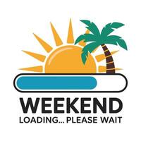 Weekend Loading Palm Tree Sun Beach T Shirt Design vector