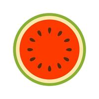 Watermelon half viewed from above with radial seed pattern, minimalist fruit design. vector