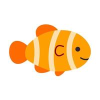 Smiling clownfish in orange and white stripes, ideal for playful ocean visuals and marine-themed content for children vector