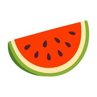 Half-circle watermelon slice icon with red pulp and green skin, clean design. vector
