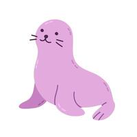 Smiling purple seal with soft rounded features, ideal for childrens ocean-themed designs and educational projects vector