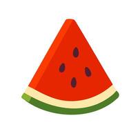Classic triangular slice of watermelon with detailed seeds and rind. vector