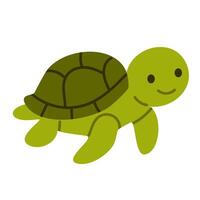 Friendly green sea turtle with a smiling face and dark shell, designed for marine-themed children's projects vector