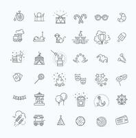 Amusement park sings set. Thin line art icons. Linear style vector