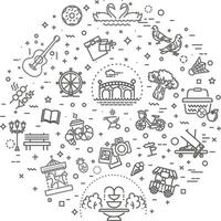City park icons set. The open plot of land for recreation vector