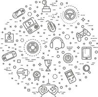 Games icons, simple and thin line design vector