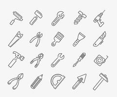 Construction tool outline icon collection. constructing vector