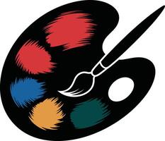 Artistic paint palette with paintbrush vector