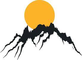 Silhouette of mountains with a setting sun vector