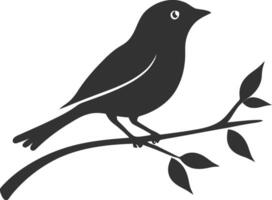 Silhouette of a bird perched on a branch alone on tree vector