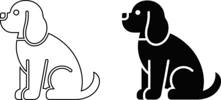 Simple dog icon line art and solid vector